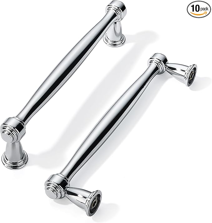 khtumeware 10 Pack 3-3/4 Inch(96mm) Vibrant Polished Chrome Cabinet pulls Kitchen Cabinet Handles Kitchen Cabinet Hardware for Cupboard Drawer Handles Dresser Pulls