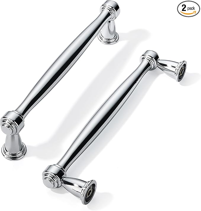 khtumeware 2 Pack 3 Inch(76mm) Vibrant Polished Chrome Cabinet Pulls Kitchen Cabinet Handles Kitchen Cabinet Hardware for Cupboard Drawer Handles Dresser Pulls
