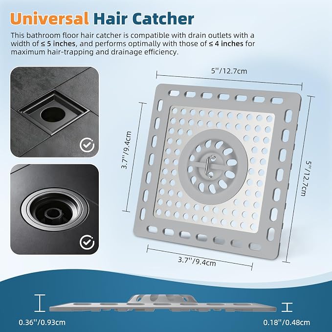 Hibbent 2 Pack Shower Drain Hair Catcher, Shower Cover - Image 7