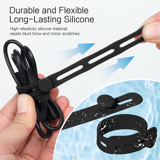 Donruby 24Pcs Silicone Cable Ties, Reusable Cord Organizer Straps, 5.12" - Image 4