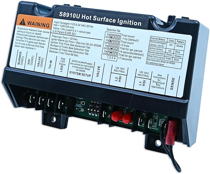 Upgraded S8910U3000 Universal Hot Surface Ignition HIS Control Module, Compatible with Honeywell S8910U3000
