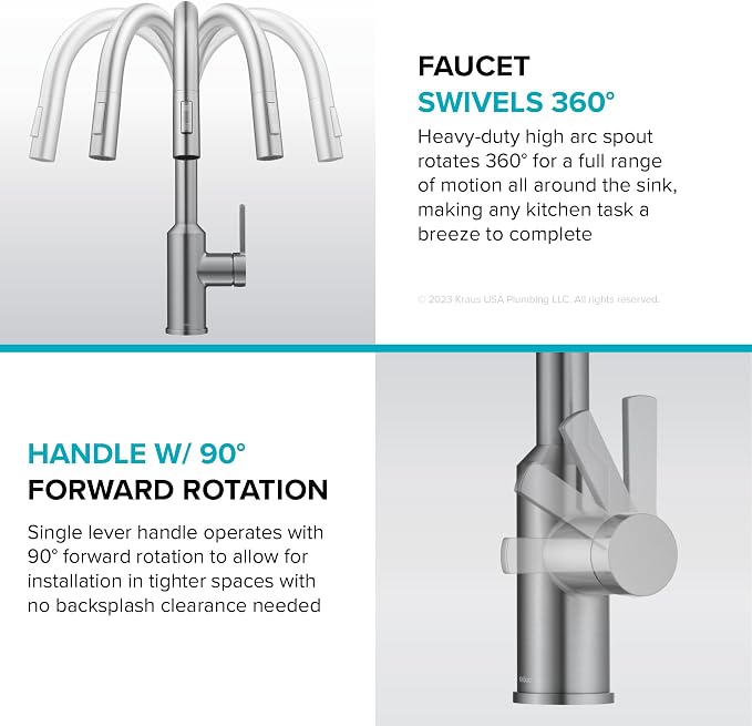 KRAUS Brushed Brass Touchless Pull Down Kitchen Faucet KSF-2830BB | - Image 14