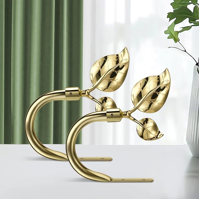 HIKMLK Leaf Shaped Curtain Tieback Holdbacks 2pcs, Handmade Metal Curtain Side - Image 3