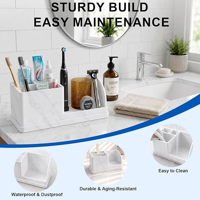 Bathroom Toothbrush Holders, 4 Slots Silicone Counter Organizer Storage - Image 3