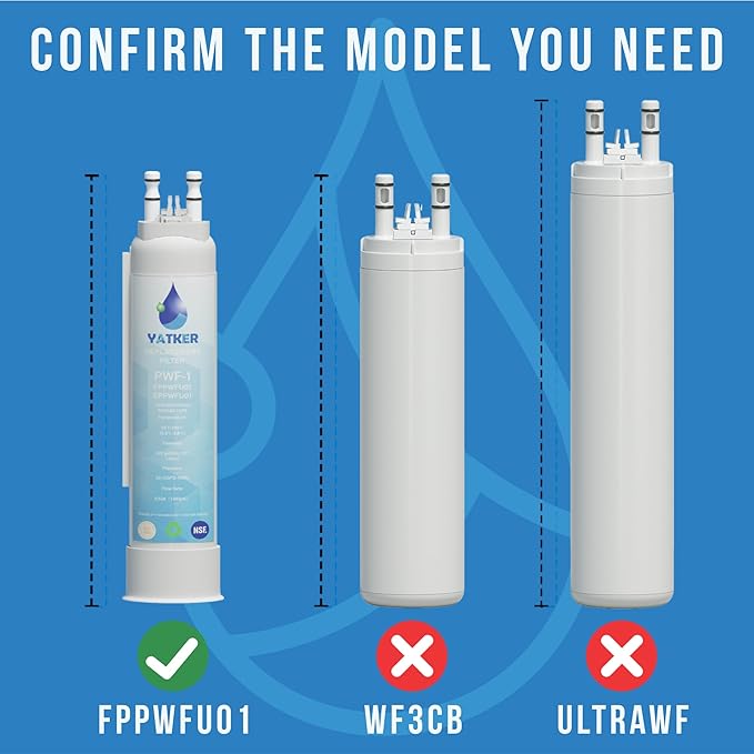 FPPWFU01 Water Filter Replacement for, Compatible with Frigidaire FPPWFU01 Water Filter, EPPWFU01 PureAdvantage PurePour PWF-1 (3 Pack)