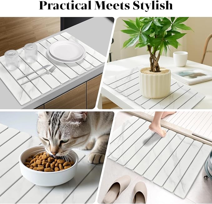 Large Stone Dish Drying Mat for Kitchen Counter, Non - Image 7