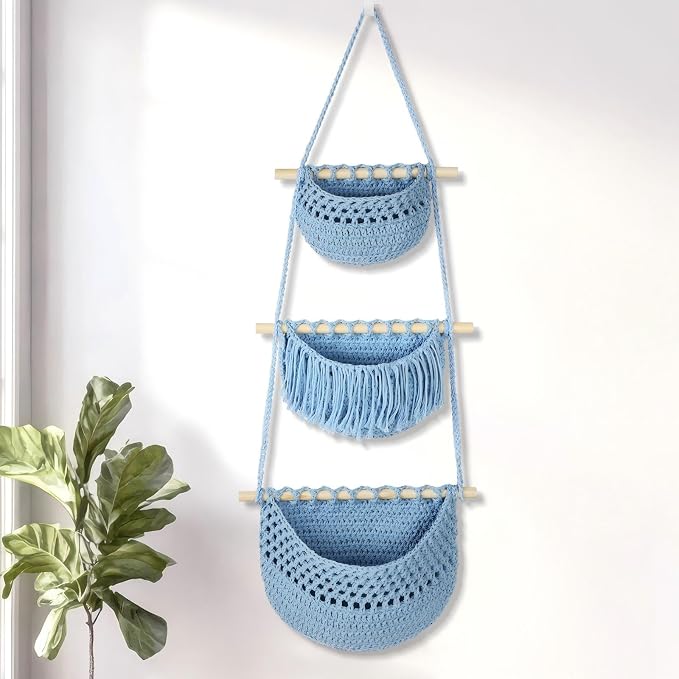 Boho Style Handwoven Rope Hanging Basket by GLDFI
