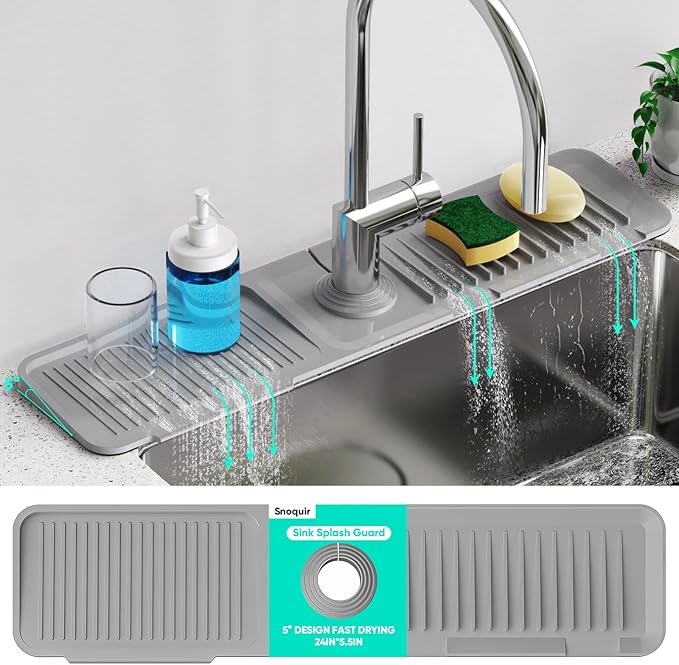 24 Inch Longer Faucet Mat for Kitchen SinkBathroom Kitchen Sink Splash Guard by Snoquir