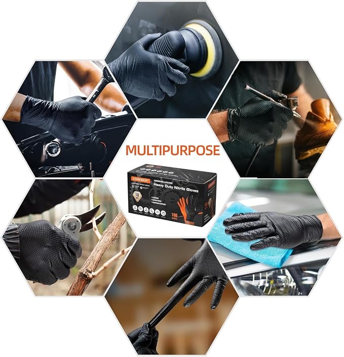 ANBOSON 10 Mil Heavy Duty Diamond Texture Nitrile Gloves, 1000 Ct - Image 8