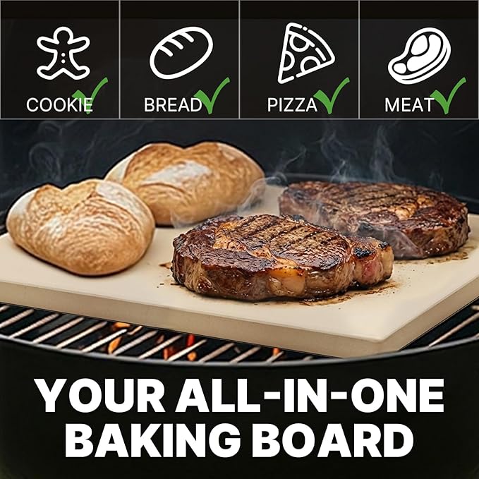 15"x12" Rectangular Pizza Stone for Oven, Grill & Camping, Cordierite Baking Stone with High Heat Resistance