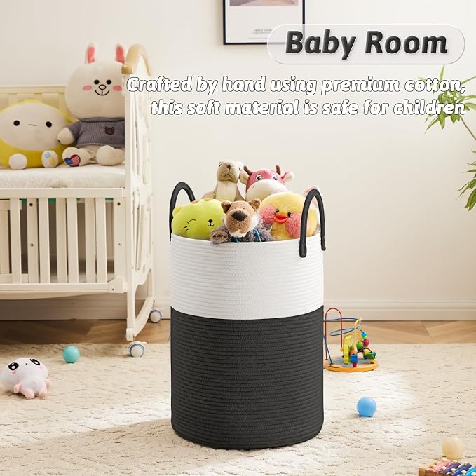 Artfeel Laundry Basket, Woven Cotton Rope Laundry Hamper, 40L - Image 3