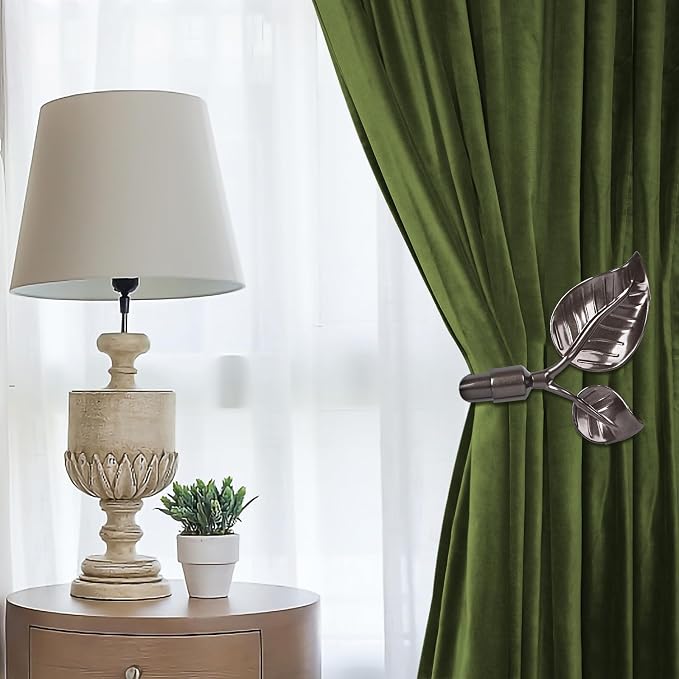 HIKMLK Leaf Shaped Curtain Tieback Holdbacks 2pcs, Handmade Metal Curtain Side - Image 5