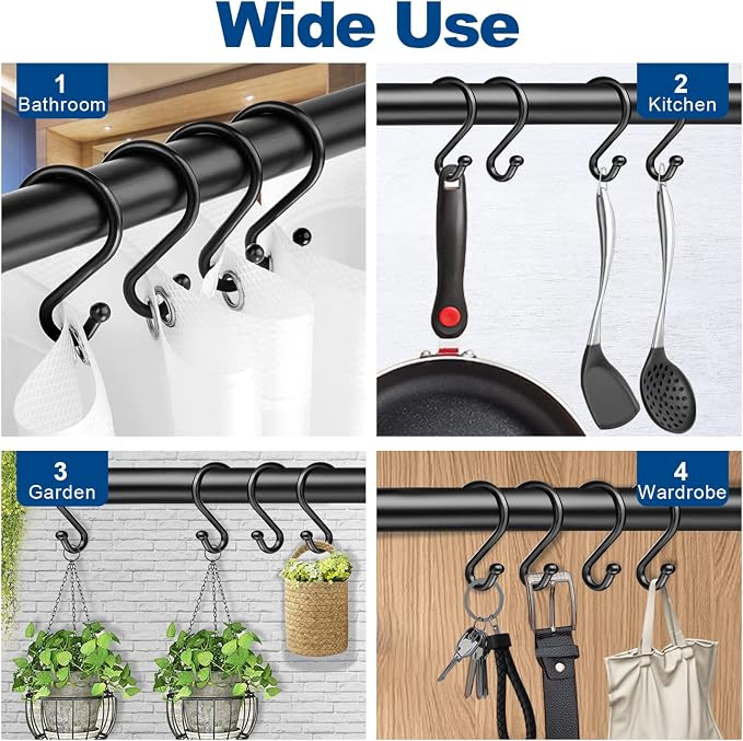 TOPROD S Shaped Shower Curtain Hooks Rings Shower Curtain Hangers S Hooks - Image 7