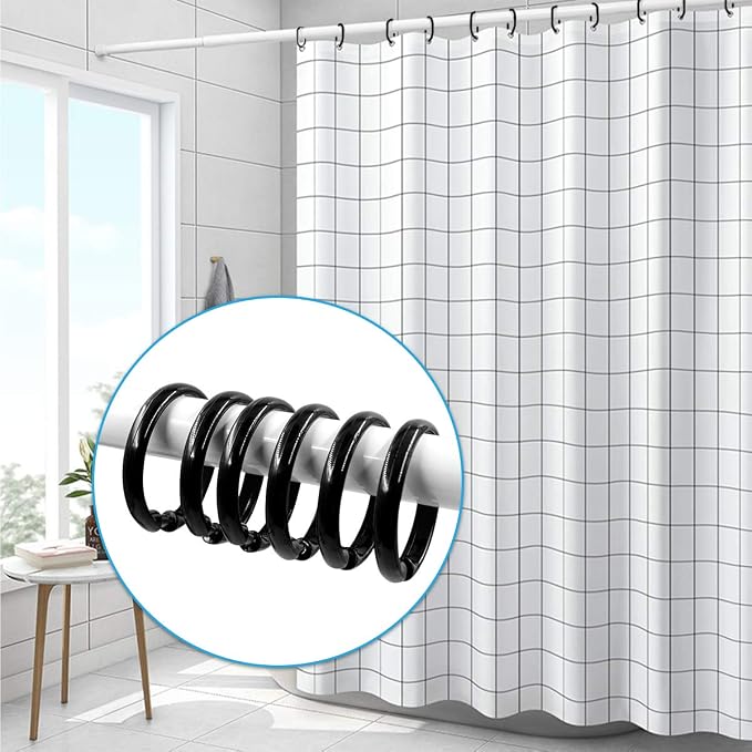 Black Shower Curtain Hooks Rings, Plastic Shower Curtain Hooks - Image 6
