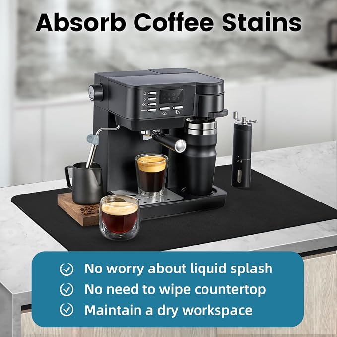 PoYang 24x16 Inch Coffee Mat, Large Dish Drying Mat, Stain-Hiding, Non-Slip & - Image 8