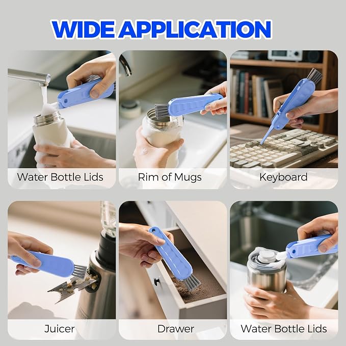 Holikme 6 Pack 4 in 1 Cup Lid Cleaning Brush 3 Straws Bottle Brush, Silicone - Image 7