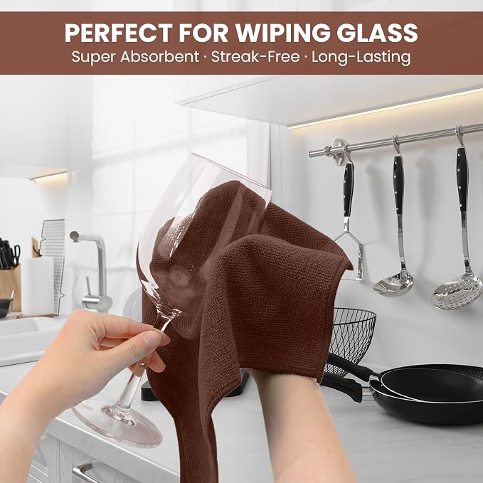 SIFANGKE Microfiber Cleaning Cloth, 12 Pack Brown Cleaning Rags - Image 3