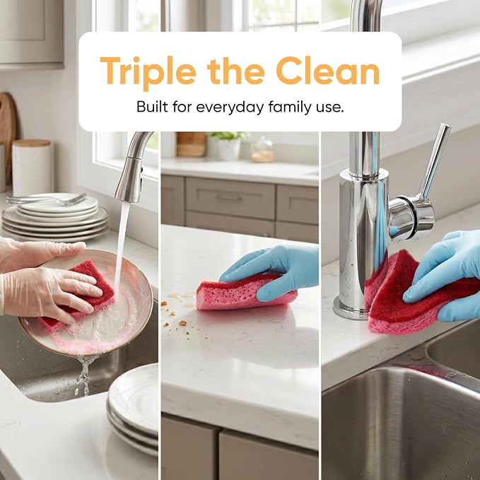 Superio Non-Scratch Cellulose Sponge Kitchen Scrub Sponges - Image 4