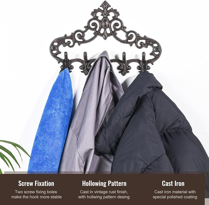 Sungmor Cast Iron Rustic Coat Hook Hanger - Image 8