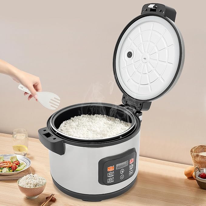 13.5Qt Rice Cooker, 110V 1850WCommercial Electric Rice Cooker, Rice Cooker Fast Cooking with Time Display & CookingTime Preset for Restaurant