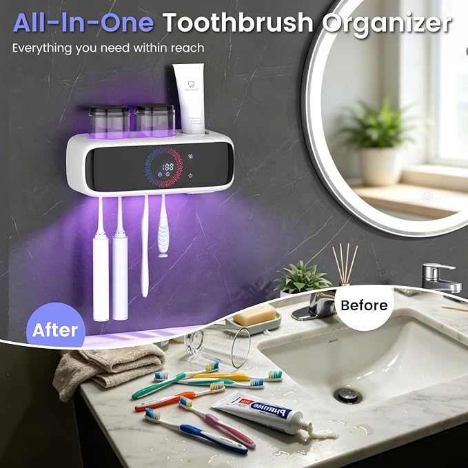 Toothbrush Holders for Bathrooms, UV Tooth Brush Holder Sanitizer & Drying | - Image 5