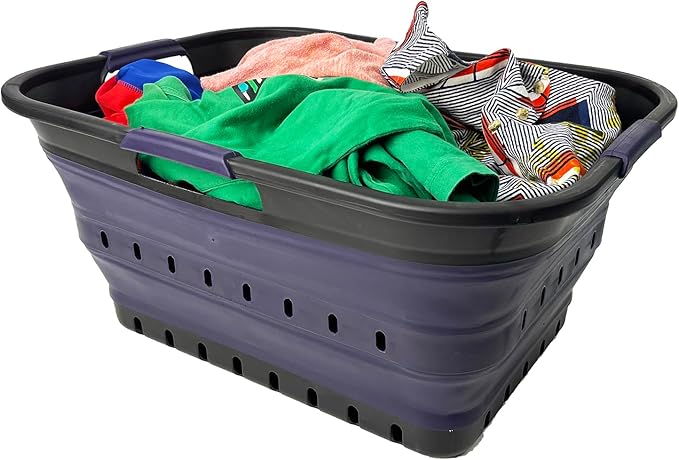 SAMMART 42 Collapsible Plastic Laundry Basket, Foldable Pop Up Storage by SAMMART