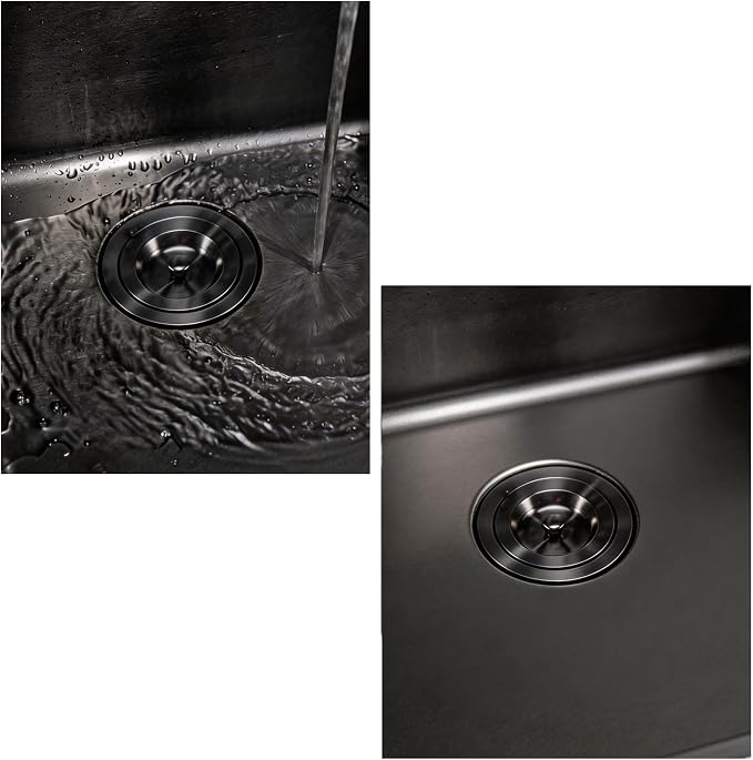 Kitchen Sink Drain 3-1/2 Inch Black Sink Drain Assembly Kit, Removable Deep - Image 7
