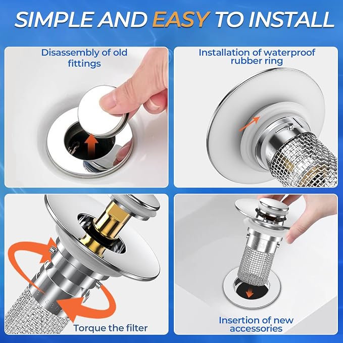 Bathroom Sink Drain Strainer, Pop-up Sink Drain Strainer - Image 7