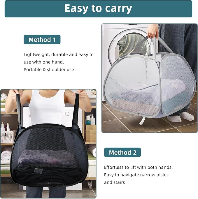 2 Pack Collapsible Laundry Baskets, 90L Large Foldable Laundry Basket, Durable - Image 6