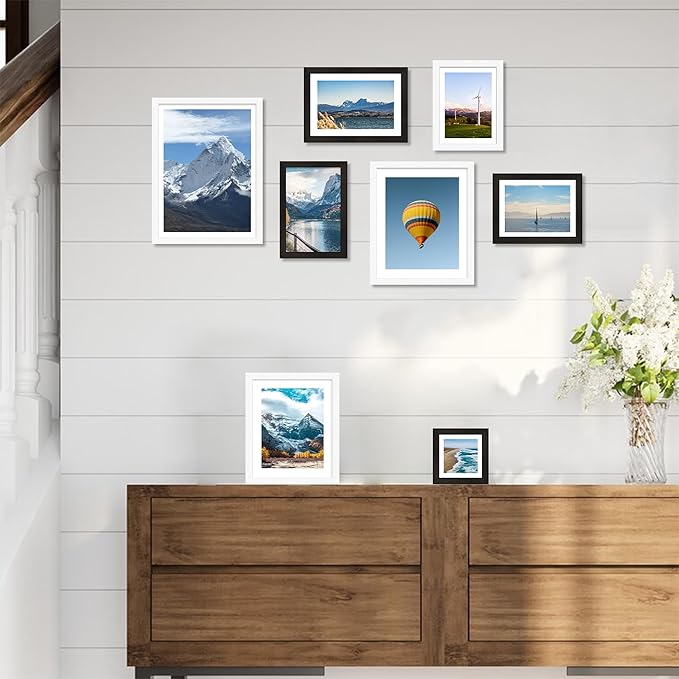9x11 Picture Frame with Real Glass - Display Pictures 7x9 with Mat or 9x11 without Mat, Photo Frame for Wall or Table Top Display(White, 3 Pack)