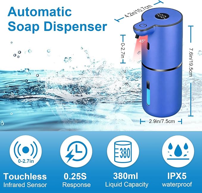 OHIFAST Automatic Liquid Soap Dispenser Touchless, USB Rechargeable Smart Hand - Image 2