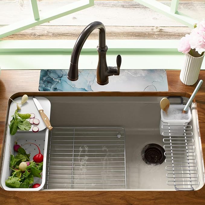 Sink Faucet Absorbing Mat, 2 Pack Drying Mat Around Faucet Sink Splash Guard - Image 2