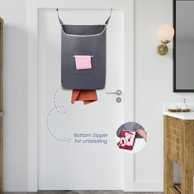 TFLC Over the Door Hanging Laundry hamper bag, 18x4.75x28" - Image 5