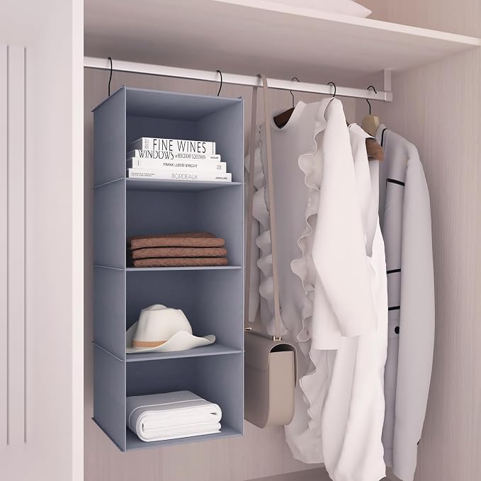 Hanging Closet Organizer 4-Shelf, Oxford Fabric Wardrobe Storage, shoes & - Image 2