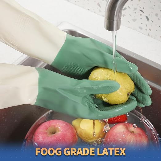BOOMJOY Latex Cleaning Gloves, Heavy Duty Dishwashing Gloves, Reusable Medium - Image 5