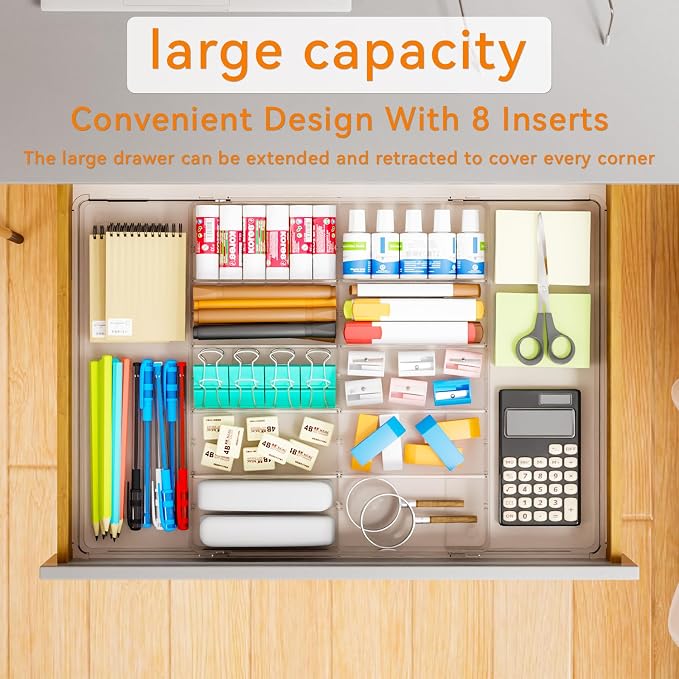 Yieach Large Expandable Desk Drawer Organizer Tray - Image 8