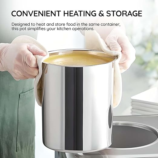 OCS Parts 6 Quart Bain Marie Pot | 8-9/16" x 6-7/8" Stainless Steel Pot for Warm or Cold Food, Sauces, Soups, or Organizing Cooking Utensils