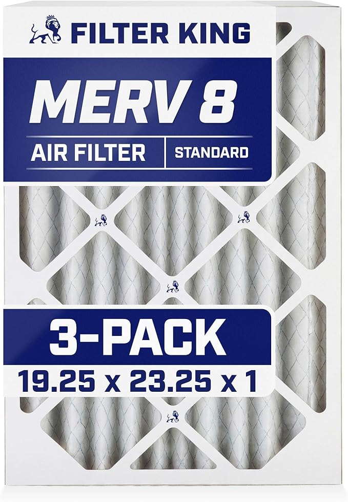 Filter King 19.25x23.25x1 Air Filter | 3-PACK | MERV 8 HVAC Pleated A/C Furnace Filters | MADE IN USA | Actual Size: 19.25 x 23.25 x .75"