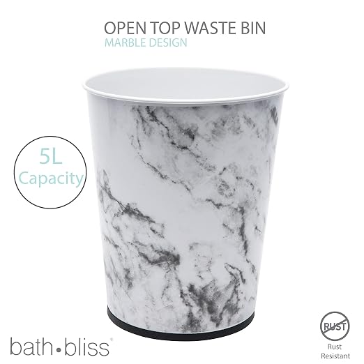 Bath Bliss 5 Liter Small Wastebasket | Round Open Top | Trash Can | Bathroom | - Image 2