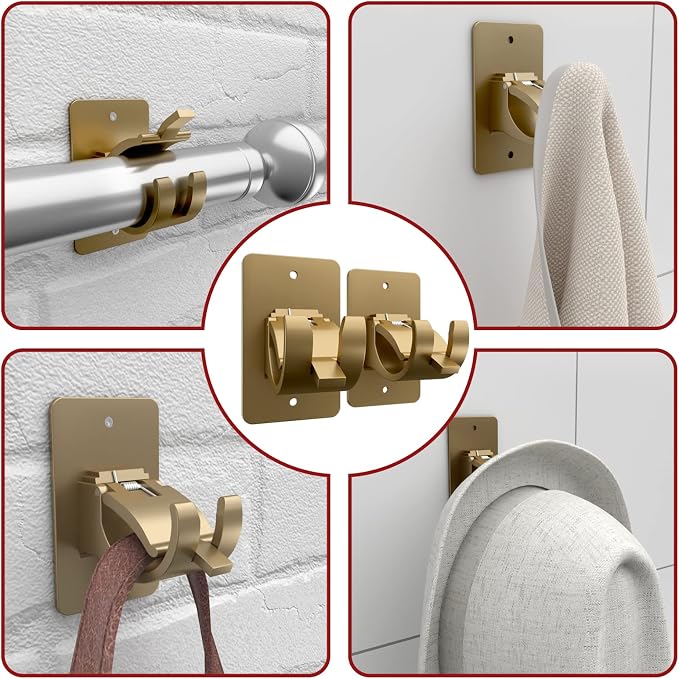 4 Pieces Self Adhesive Curtain Rod Bracket Universal Plastic Curtain Rod Holders - Image 6