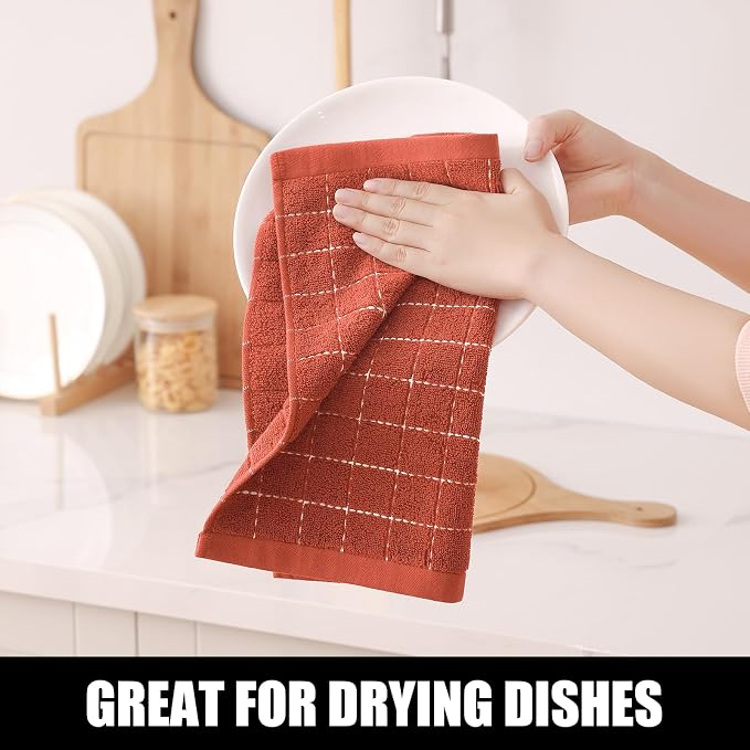 Homaxy 100% Cotton Terry Kitchen Towels, 8 Pack - Image 4