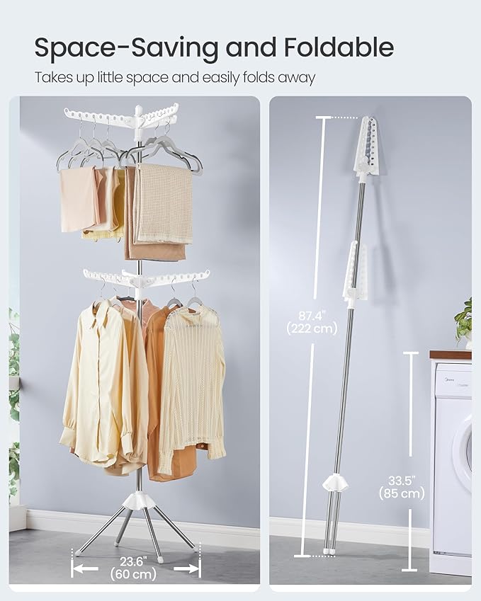 SONGMICS 2-Tier Clothes Drying Rack, 75.2-Inch Folding Laundry Drying Rack - Image 3