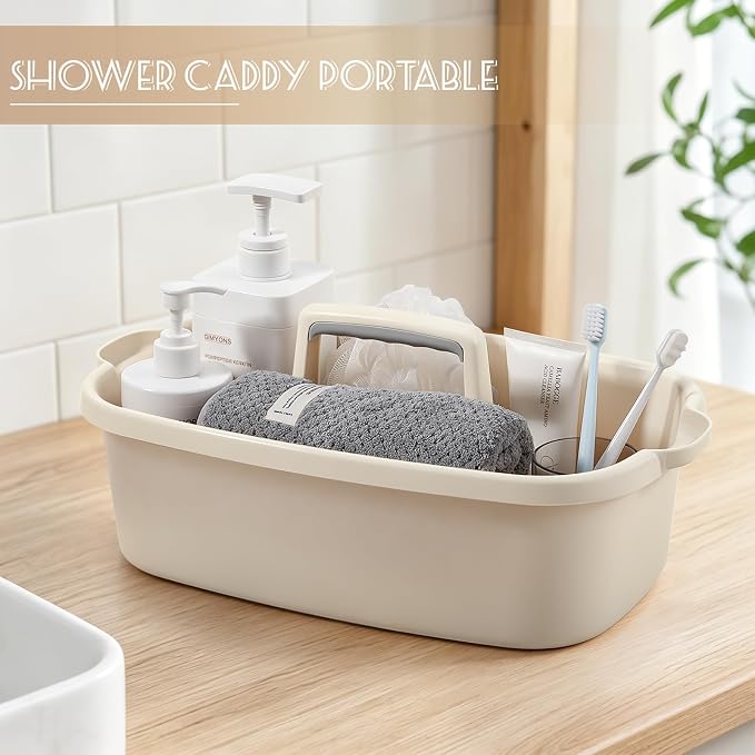 Large Cleaning Supplies Caddy Portable Shower Caddy Basket Beige - Image 2