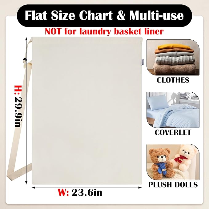 Canvas Laundry Bag with Shoulder Strap & Drawstring - Image 2