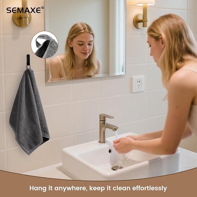 12-Pack Gray Cotton Hand Towels - Image 5