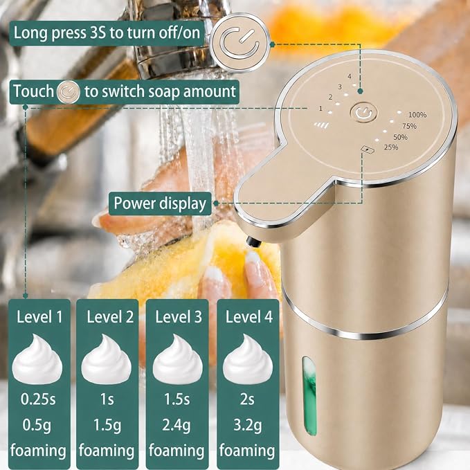 Automatic Liquid Soap Dispenser, Touchless Hand Soap Dispenser 13.5oz USB - Image 2