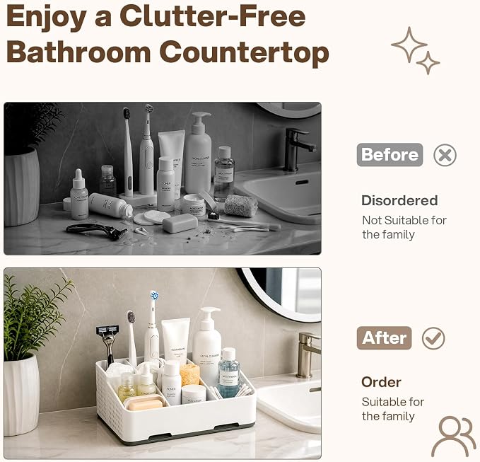 Cleangor Countertop Bathroom Organizer, Toothbrush Holder - Image 2