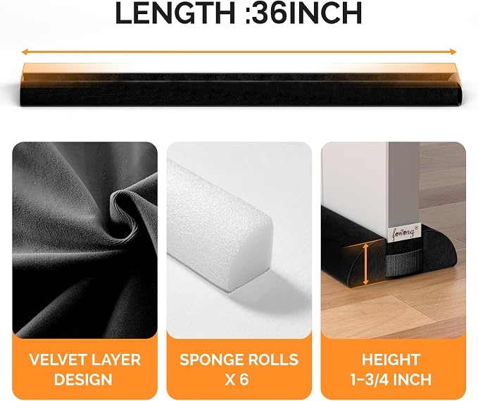 fowong Under Door Draft Stopper 30" to 36" Adjustable Draft Stopper - Image 5