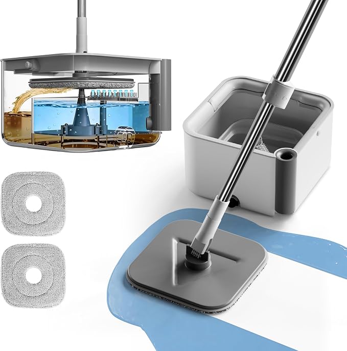 Masthome Spin Mop and Bucket Set, Separate Clean & Dirty Water Tank by Masthome