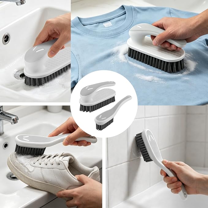 SetSail Soft Bristle Scrub Cleaning Brush 3 Pack Laundry Brush Gray White | - Image 7